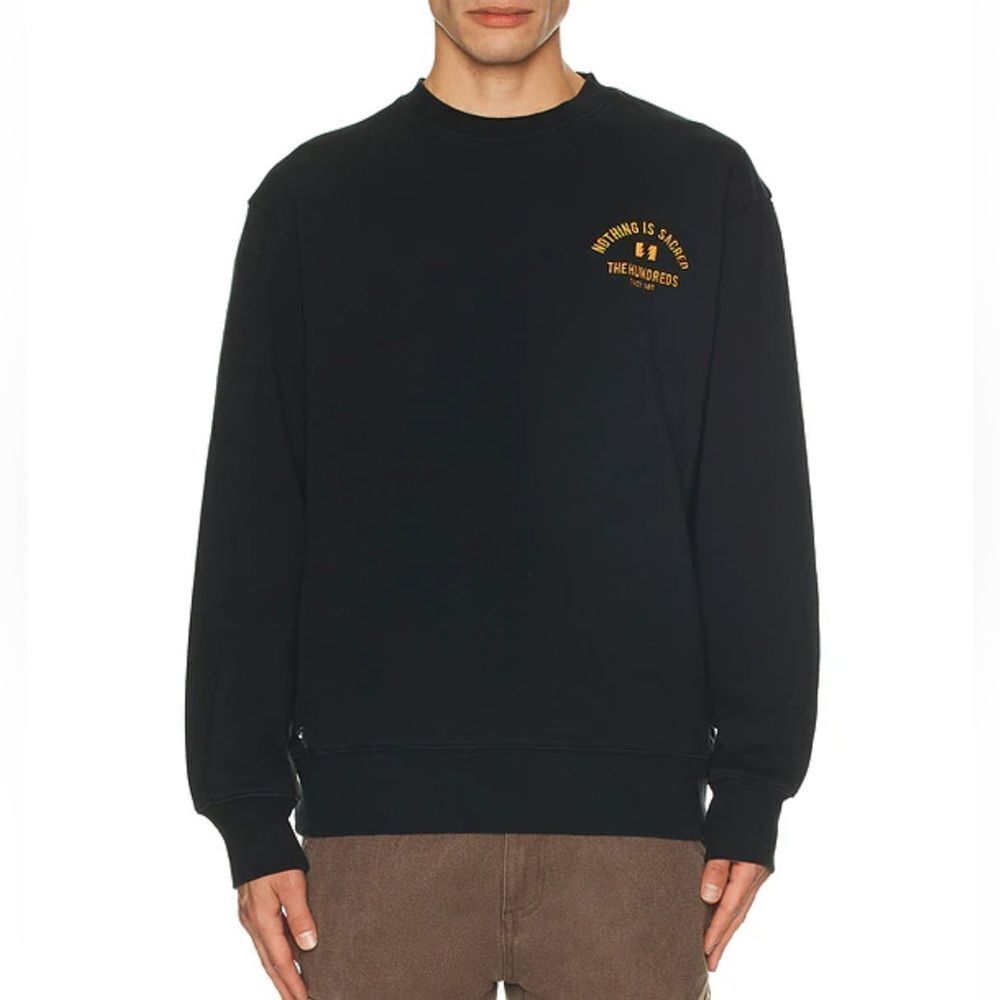 The Hundreds Temp Crewneck Sweatshirt Black men’s camo print top Revolve NWT L